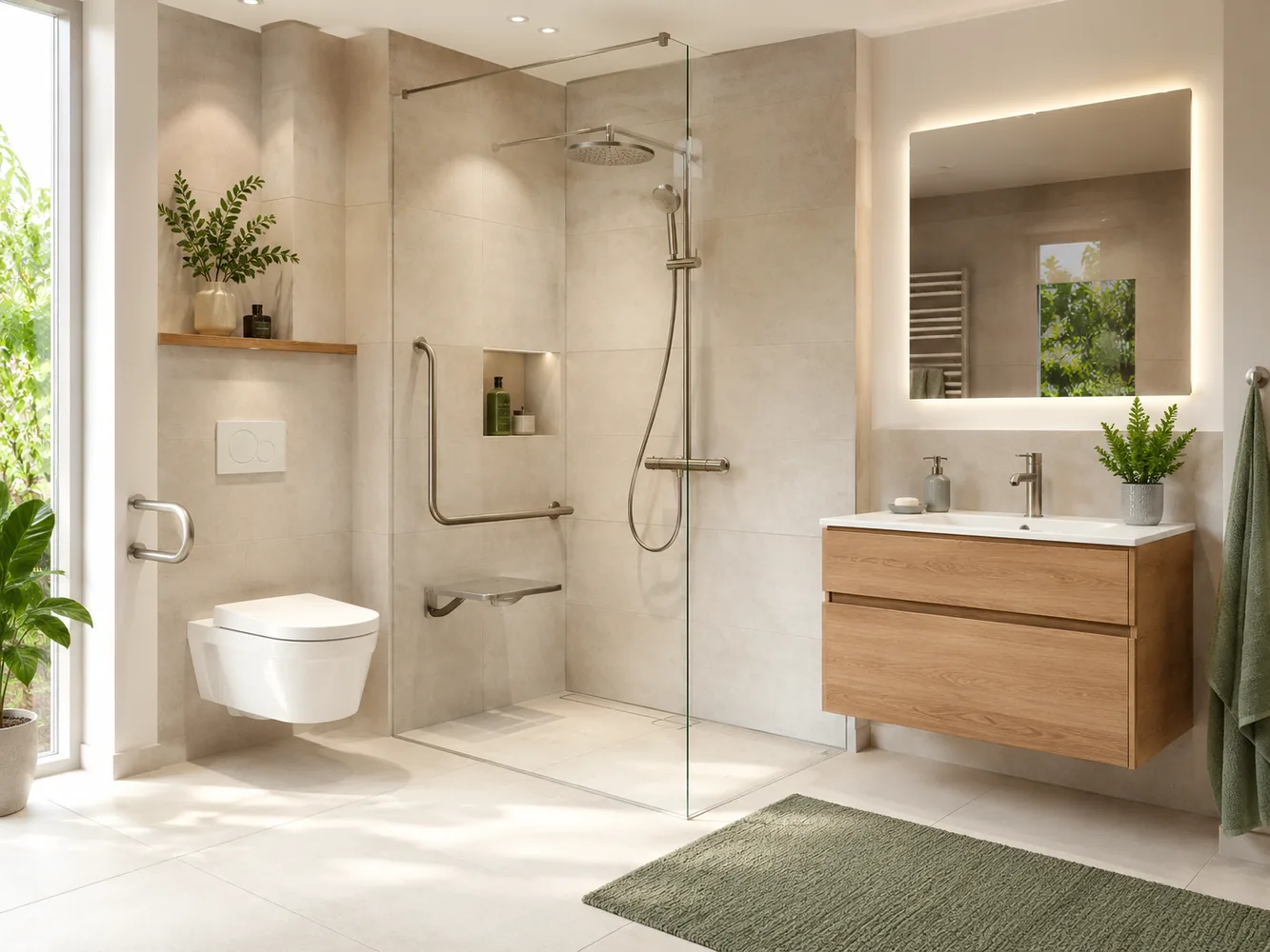 Modernes barrierefreies Bad mit bodengleicher Dusche